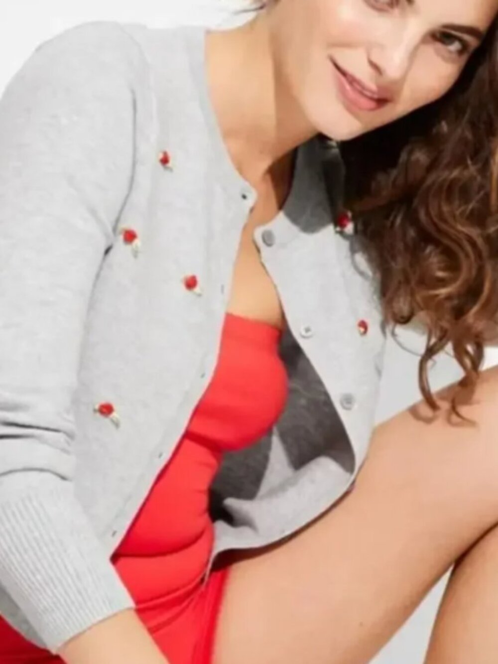 Wild Fable Gray Rose Embroidered Cardigan‎ Sweater with Relaxed Fit Size XXL